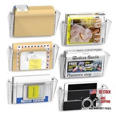 6 Pack Clear Wall File Holder, Wall Mount Acrylic File Organizer Hanging Wall
