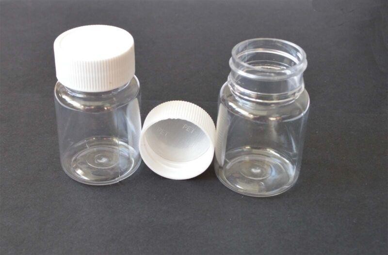 50ml Empty 25PCS Sample Vials Clear Plastic PET Bottles with white Plastic cap