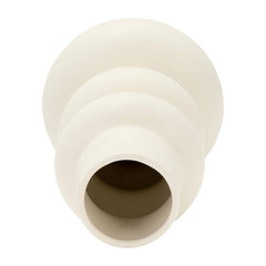 10 In. Ivory Stoneware Stackable Abstract Decorative Vase