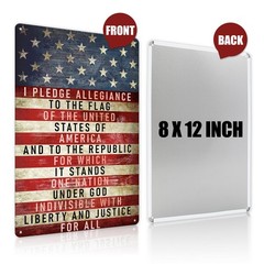 Patriotic Metal Tin Sign Vintage US Pledge of Allegiance Wall Art Decor Retro…