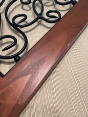 Traditional Arch Wall Decor, Brown Wood Frame w/ Black Metal Scrollwork, 20 in