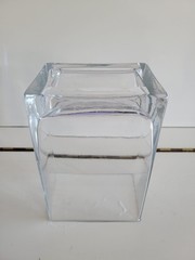 RECTANGULAR CLEAR GLASS VASE 6. BY 4 BY 3 INCHES