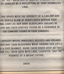 new 16 by12 cloth hanging wooden and cloth prayer for my baby #581
