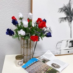 Timeless Indoor 14-Stem Rosebud Arrangement for Memorial & Independence Days