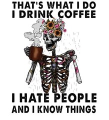 Coffee Sticker (2 inch) I Hate People Caffeine Morning Person Wake Decaf