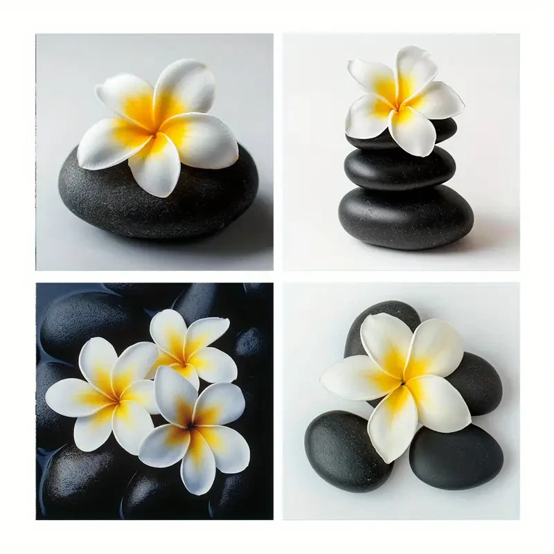 4pcs Spring & Winter Landscape Egg Flower Artwor Wall Art Canvas Unframed/Framed