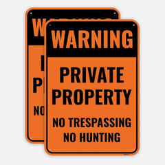 No Trespassing No Hunting Sign 2 Pack 10×7 In Aluminum Outdoor Fence Warning