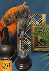 ART DECO BRONZE MERCURY STATUE HERMES SCULPTURE CHATSWORTH HOUSE GREEN FIGURINE