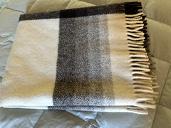 Rusk & Finch Beige Brown Gray Sheep Wool Fringe Throw Blanket New Zealand