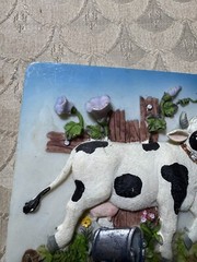 Vintage Ceramic 3D «Milk Cow» Wall Hanging Plaque – 4.75 Inches x 5.75 Inches