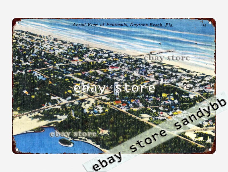 1930-45 peninsula, Daytona Beach, Florida tin sign indoor wall decor