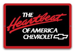 CHEVROLET THE HEARTBEAT OF AMERICA METAL SIGN 12″X18″ CHEVY GARAGE MAN CAVE