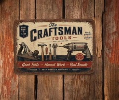 The Craftsman Tools Vintage Reproduction 9×12″ Metal Wall Sign Plaque Garage