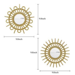 3 PCS Gold 9.8 x 9.8 Inch Mirror Wall Decor Small Hanging Living Room Bedroom