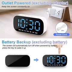 LED Large Display Electric Digital Alarm Clock with Battery Backup and Snooze US