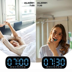 LED Large Display Electric Digital Alarm Clock with Battery Backup and Snooze