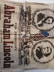 Reproduction Lincoln and Johnson Re-election Poster Print on Burlap Type Cloth