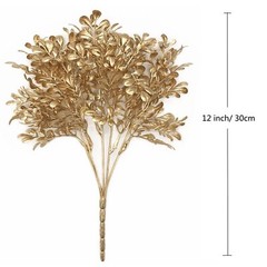 Artificial Plants Golden Leaf Plastic Fake Plant Leaves Bush Grass Decoration…