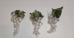 Iridescent Clear Plastic Grape Cluster Picks Set Of 3 Beaded Ornament Decor