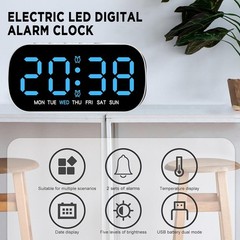 LED Large Display Electric Digital Alarm Clock with Battery Backup and Snooze US
