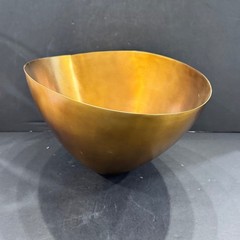 Restoration Hardware Brass Oval Bowl Asymmetrical Decorative Gold 40410463 BRS