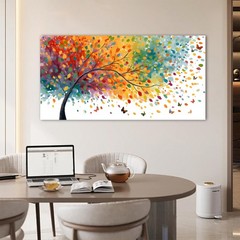 Trogonup Colorful Tree of Life Wall Art for Living Room Butterfly Plant Lands…