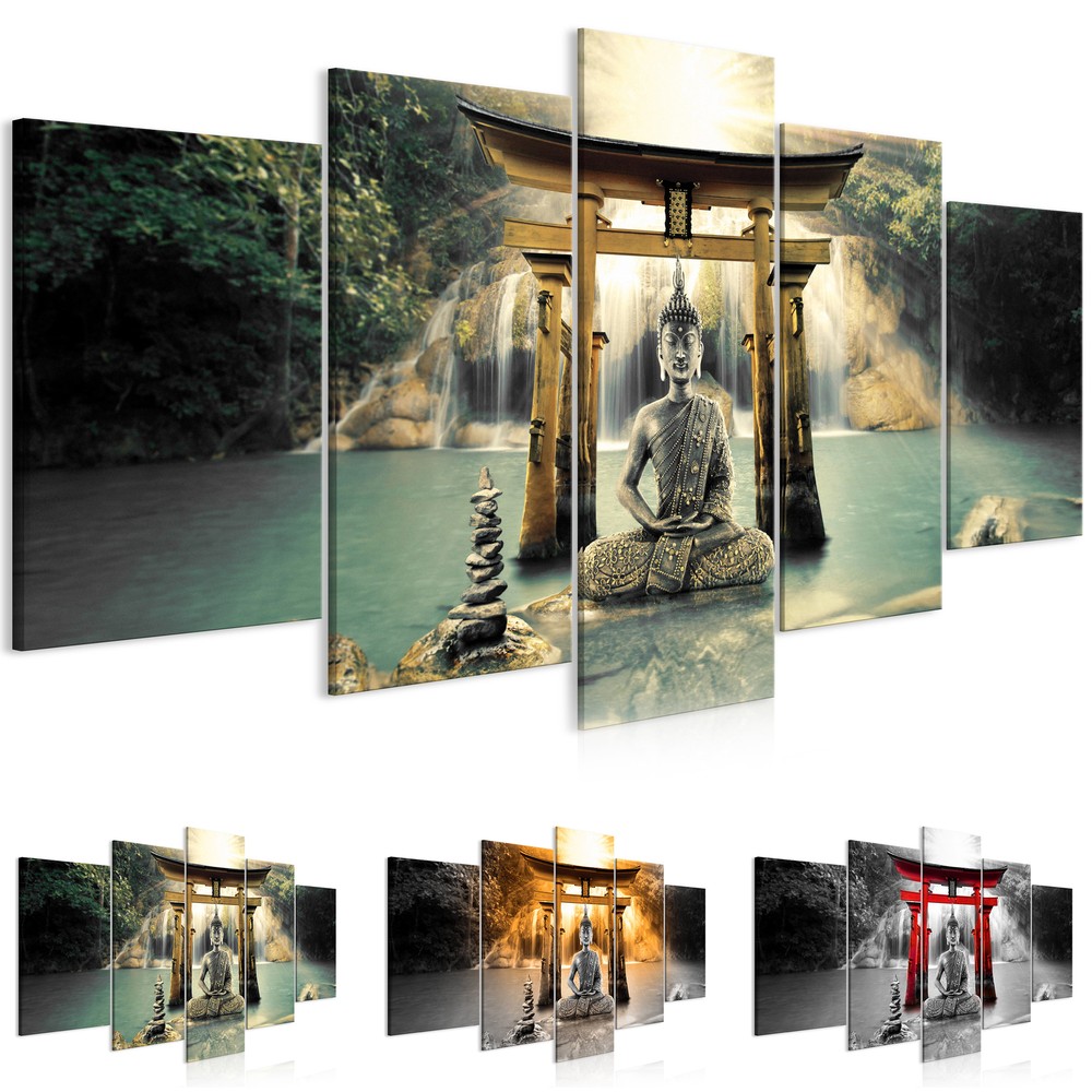 BUDDHA WATERFALL Canvas Wall Art Image Photo Print p-A-0033-b-n