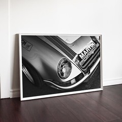 Racing Porsche Martini On Race Track Black & White Cars Wall Art Poster Print