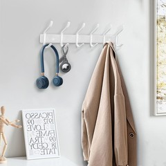 White Wall Hooks Heavy Duty, 17 Inch Coat Hooks Wall Mount with 6 Hooks,2 Pac…