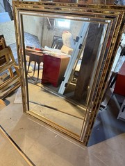 LaBarge Vintage/Retro Gold Framed Rectangle Wall Mirror 38 x 27 in