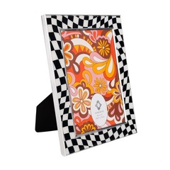 4 Packs 5×7 Silver Bordered Small Black and White Checkered Enamled Picture F…