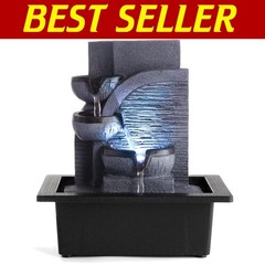 Elegant Tabletop Water Feature with LED – Indoor Waterfall for Home and Office