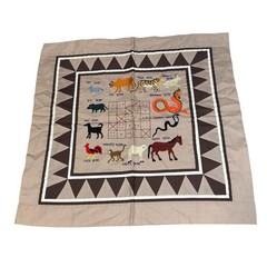 Handmade Embroidered Chinese Zodiac Animals Square Wall Hanging Table Topper
