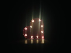 Pink Marquee 3D Light Heart Love Sign, Decorative Light Battery Operated 8×8″