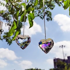 Clear Glass Crystal Heart Prism Pendant Suncatcher 2 inches