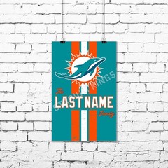 Personalized Miami Dolphins Family Name Football Poster Art Print- 11×17 inches