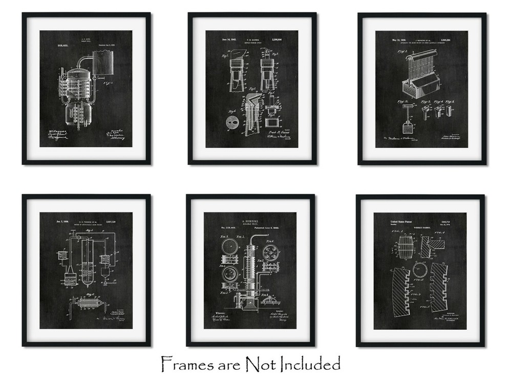 Prohibition Decor Speakeasy Garage Basement Bar 6 Whiskey Bourbon Prints 8×10