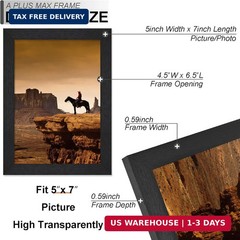 A PLUS MAX 5×7 Picture Frame, Engineered Wood Frame Display Photo 4×6 with Mat o
