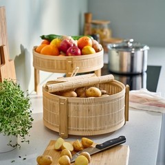 Vegetable/fruit basket, set of 2, bamboo