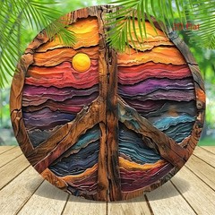 Wood Wall Hanging Vintage Peace Sign Round Aluminum Sign 8 Inch Funny