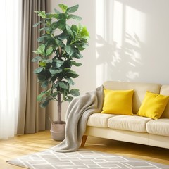 Fiddle Leaf Fig Tree Artificial Tall Faux Fiddle Leaf Fig Tree with Plant Pot