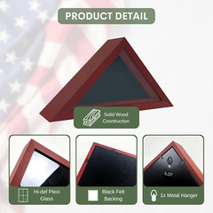 Flag Case – Small Solid Wood Military Flag Display Case for 3’X5′ American