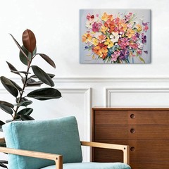 Colorful 12×16” Floral Canvas Art – Abstract Wildflower Painting for Any Room