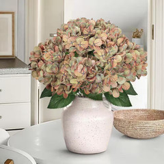 18 In. Dusty Cafe Brown Natural Touch Artificial Hydrangea Flower Stem Bush Bouq
