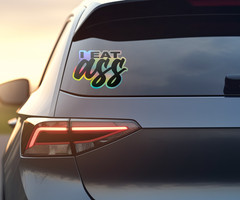 I Eat Ass Holographic Vinyl Sticker – Funny Water Bottle Decal