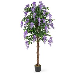5.5 FT Tall Artificial Ficus Tree Faux Wisteria Plant in Nursery Pot Decoration