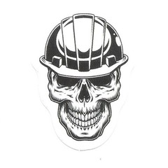 Skull Hard Hat Construction Safety Worker Vinyl Stick Sticker Decal Die Cut
