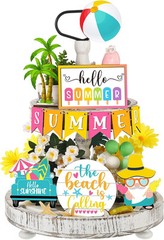 12 Pcs Tiered Tray Decor Set – Hello Summer Hawaii Farmhouse As Picture Shown