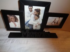 Memories 3 Opening Black Wooden Photo Picture Frame one 4 X 6 & two 3.5 X 2.5 In