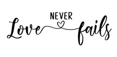 Love Never Fails Super Vinyl Decal Stickers Living Bible Verse Many Colors Holy